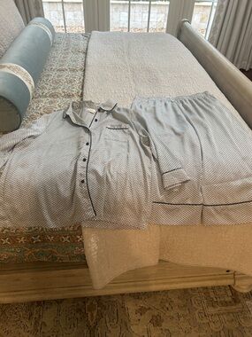 kate spade Black Trim White Geo Print Pajama Set